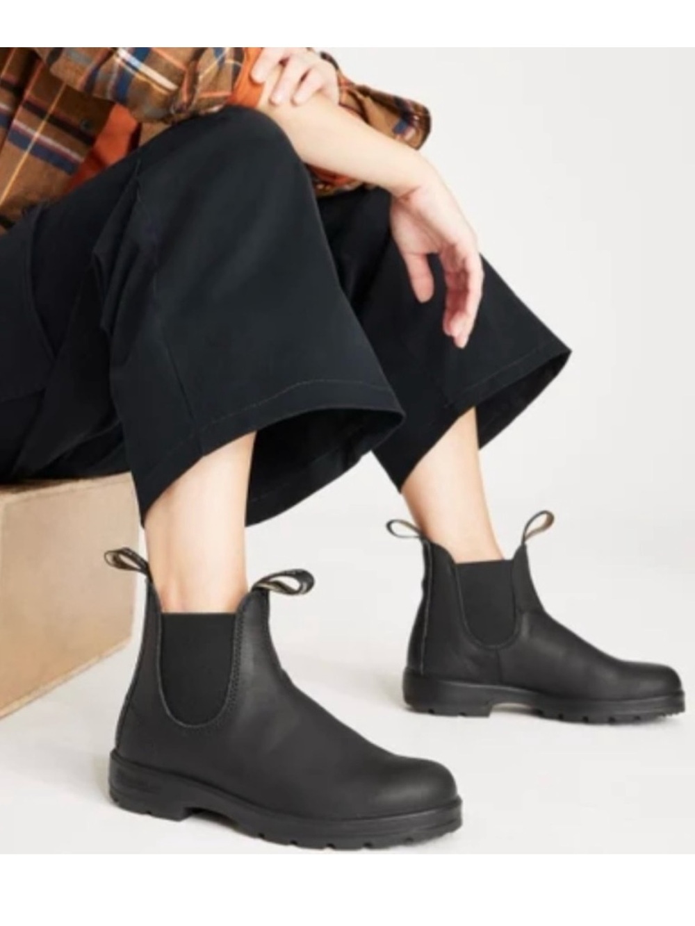 [AU6/USW9/USM7]Blundstone Black Chelsea Ankle Boots - Slip-On Pull-Tab